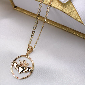 14K Yellow Gold Claddagh Charm