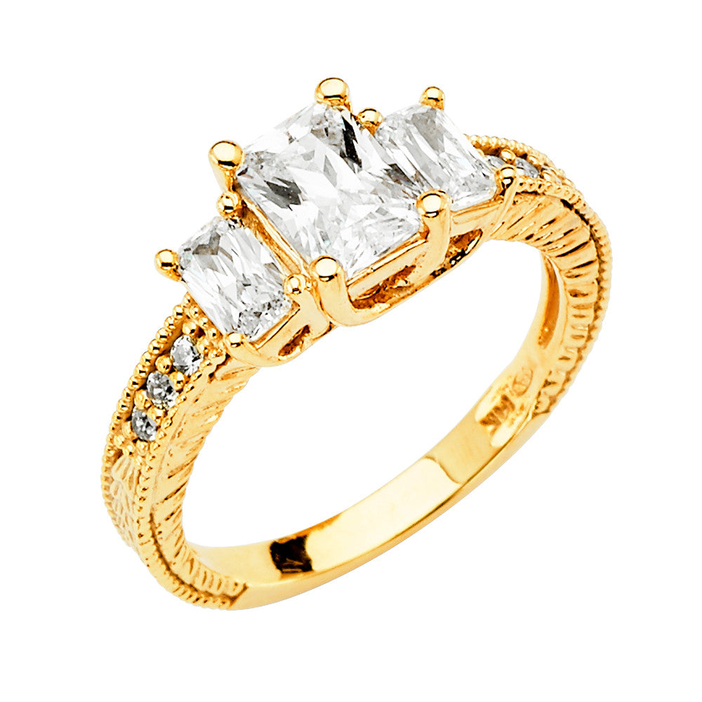 14K Yellow Gold CZ Engagement Ring