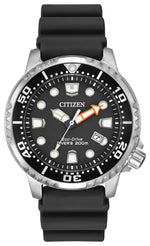 Citizen Promaster Diver Eco-Drive Watch BN0150-28E featuring a 44mm stainless steel case with a black polyurethane strap and black dial—front view.