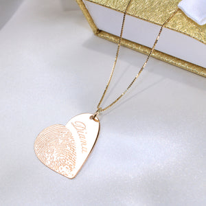 Name and Fingerprint Heart Charm