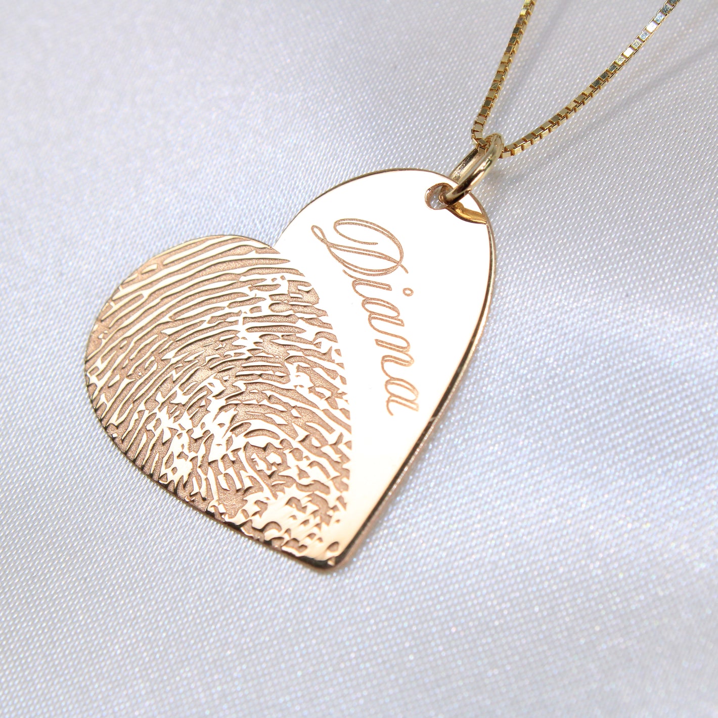 Name and Fingerprint Heart Charm
