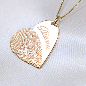 Name and Fingerprint Heart Charm