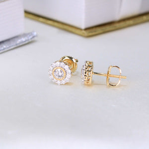10K Yellow Gold Screw Back Diamond Earrings