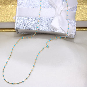 14K Turquoise Beaded Necklace 18in