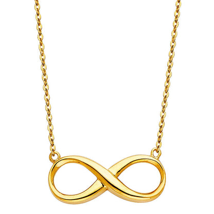 14K Yellow Gold Infinity Necklace 18in