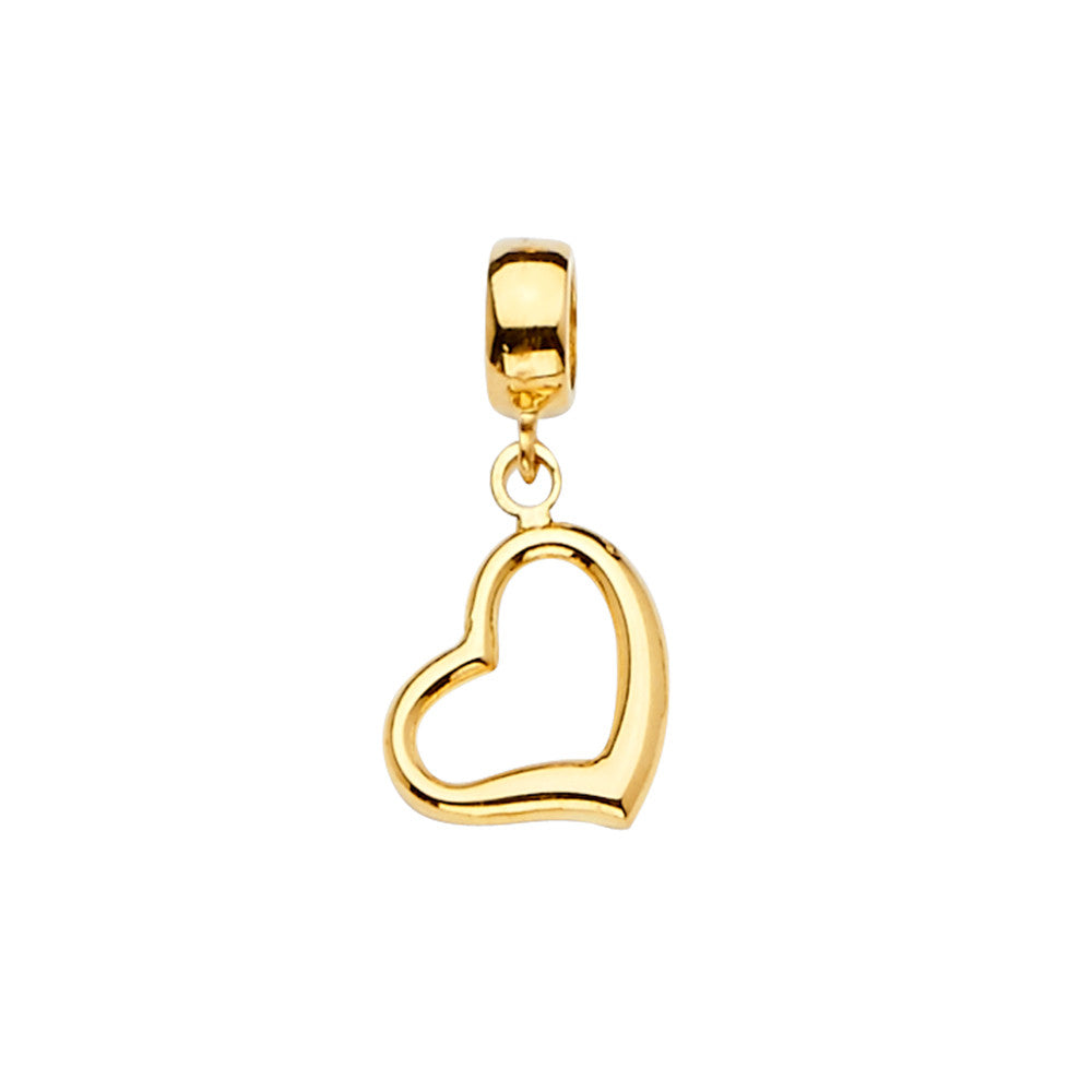 14K Yellow Gold Heart Outline Dangle Charm