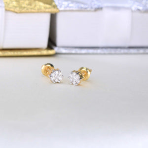 10K Yellow Gold Screw Back Diamond Earrings