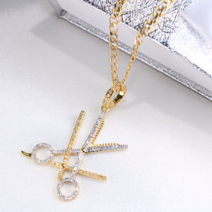 10K Yellow Gold Scissors and Razor Diamond Charm