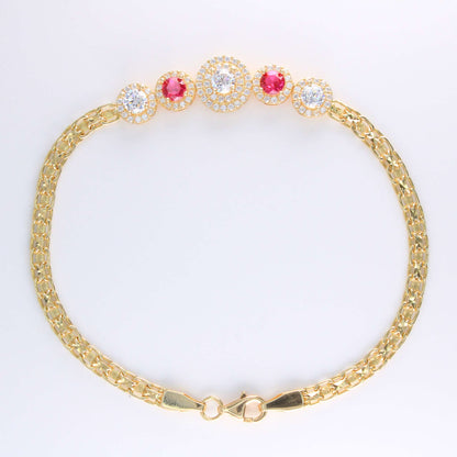 14K Yellow Gold CZ Bracelet 13.4mm 7.5in