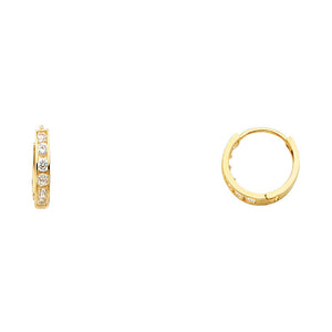 14K Yellow Gold CZ Hoops