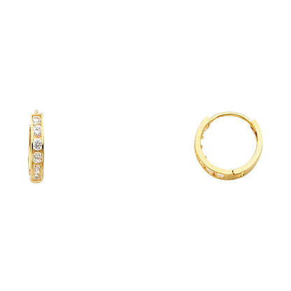 14K Yellow Gold CZ Hoops