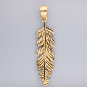 14K Two-Tone Gold Feather Charm