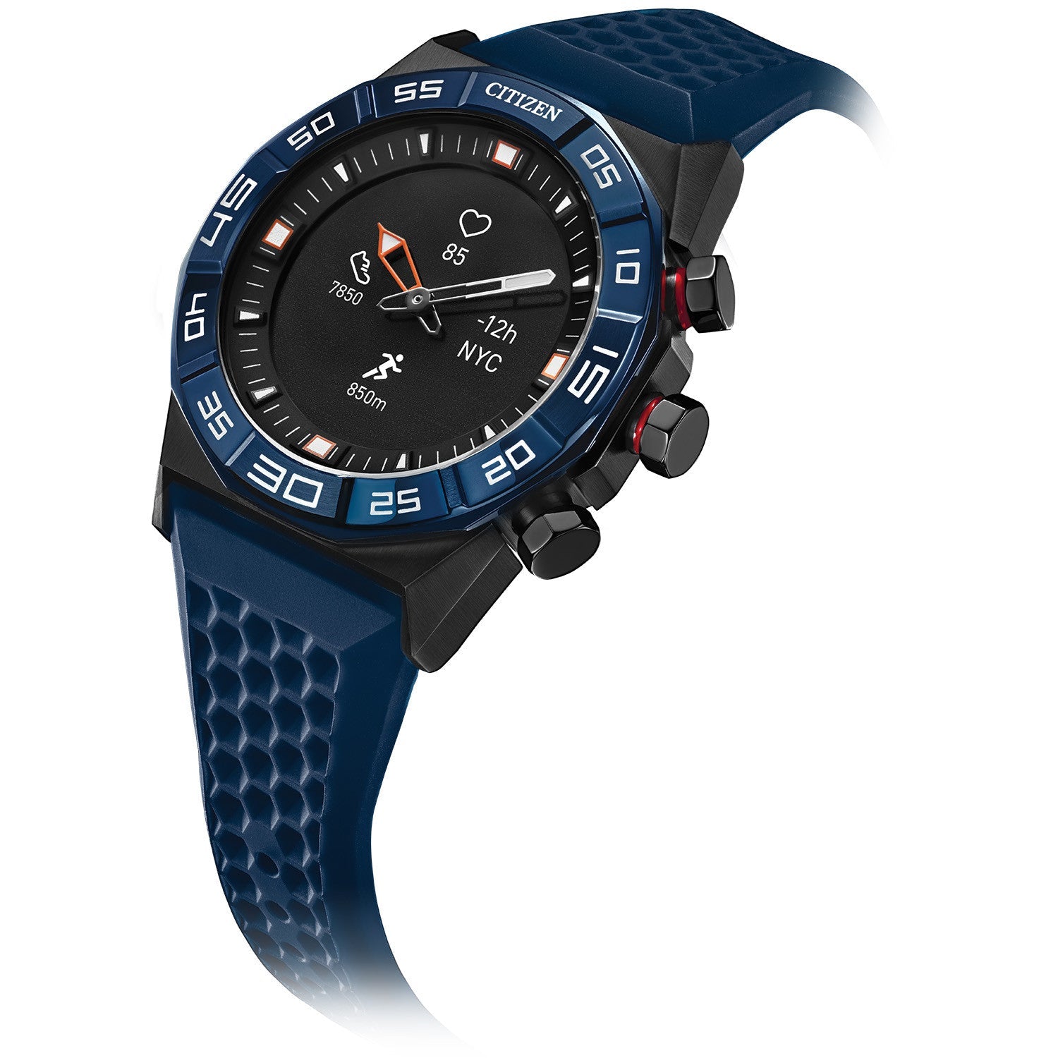Citizen CZ Smart Hybrid Men's Watch JX1008-01E featuring a 44mm black ion-plated stainless steel case with a black dial—front view.