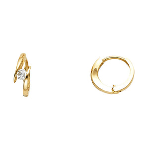14K Yellow Gold CZ Hoops
