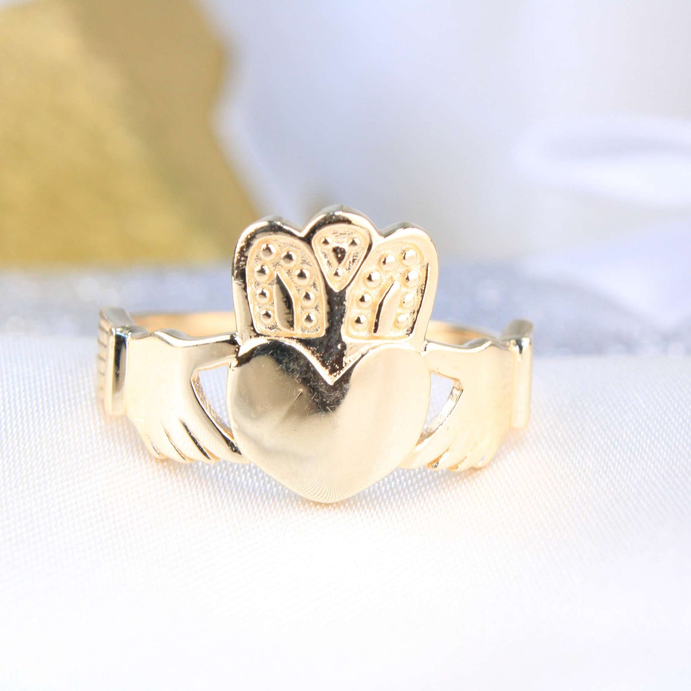 14K Yellow Gold Claddagh Ring