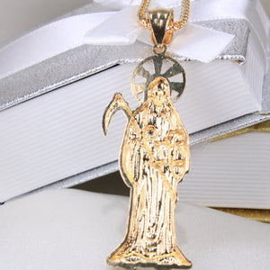 14K Two-Tone Gold Santa Muerte (Holy Death) Charm