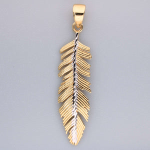 14K Two-Tone Gold Feather Charm