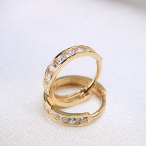 14K Yellow Gold CZ Hoops