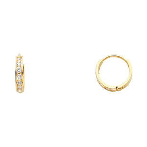 14K Yellow Gold CZ Hoops