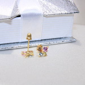 14K Yellow Gold CZ Butterfly Earrings
