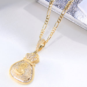 10K Yellow Gold  Money Bag Diamond Charm