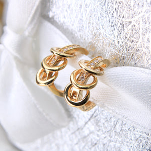 14K Yellow Gold CZ Hoops