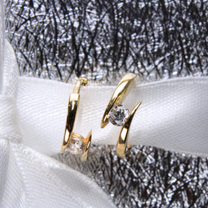 14K Yellow Gold CZ Hoops