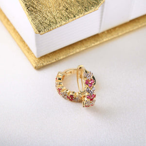 14K Yellow Gold CZ Hoops